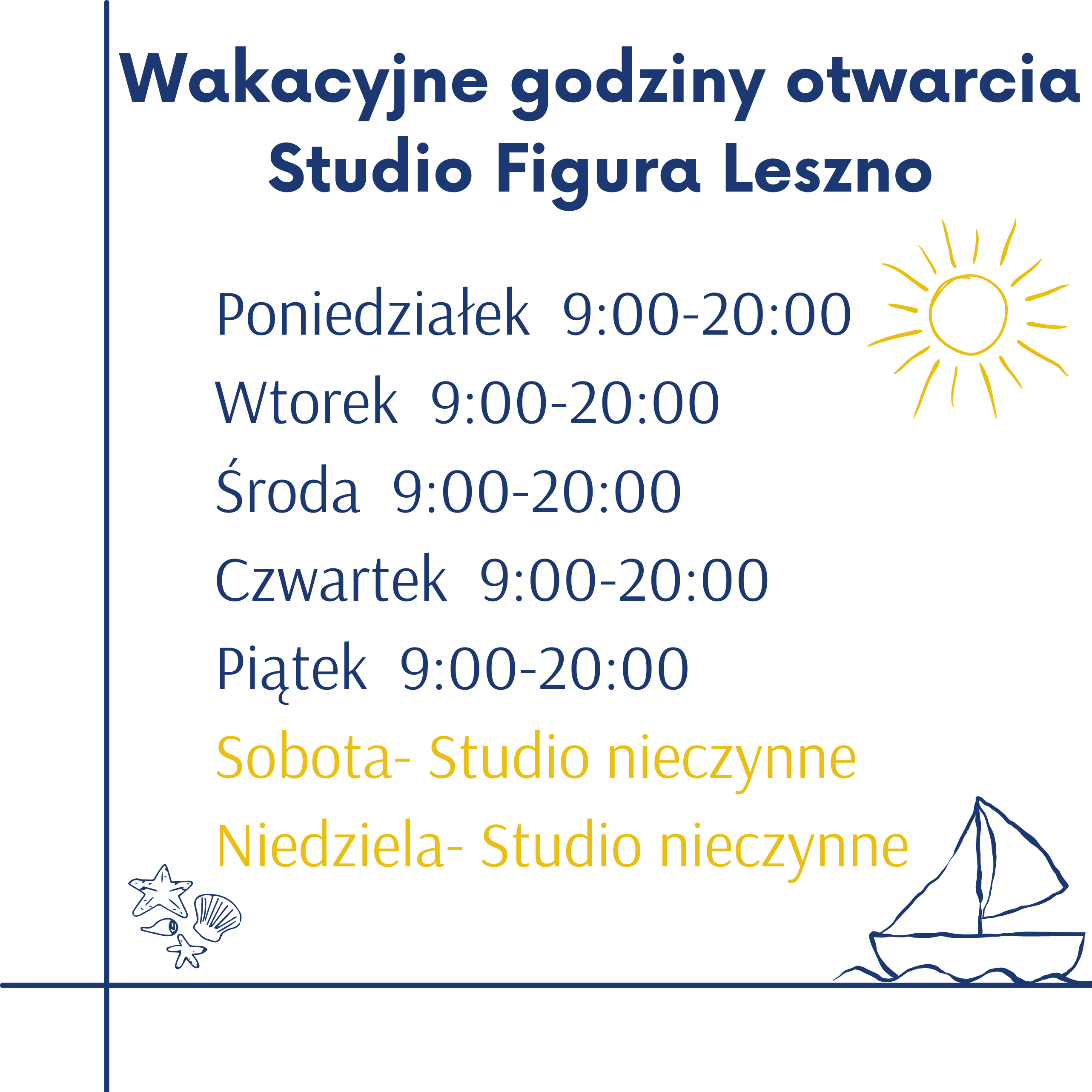wakacyjne godziny otwarcia studio